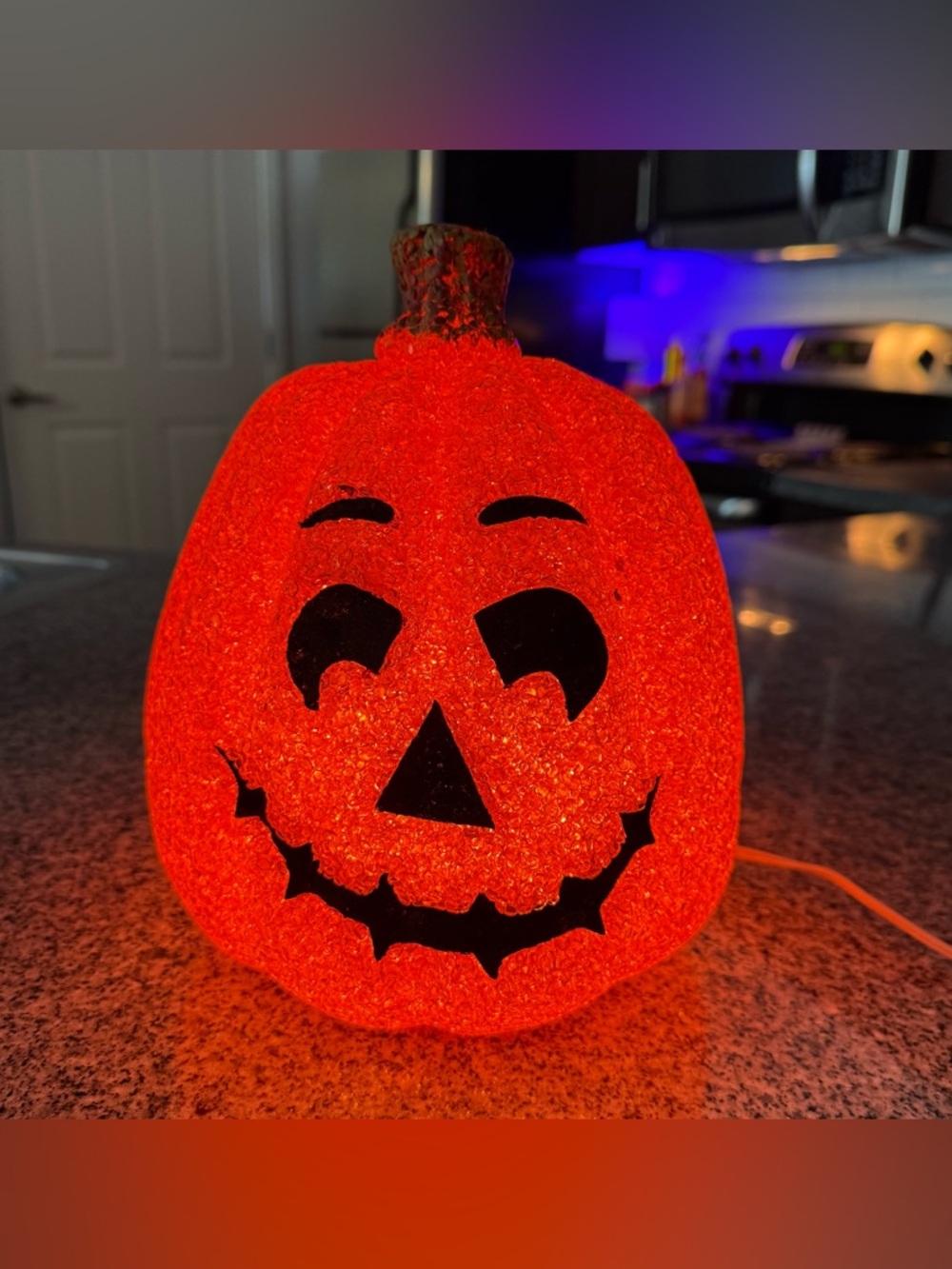 Seasons Lighted Sparkling Pumpkin Jack O Lantern Halloween Decor EVA 10”